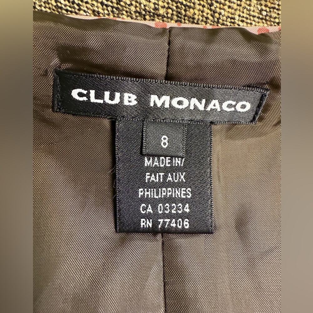 Club Monaco Tweed Sheath Dress Brown Wool Silk Blend Bow Neck Sleeveless Size 8 - Picture 7 of 11